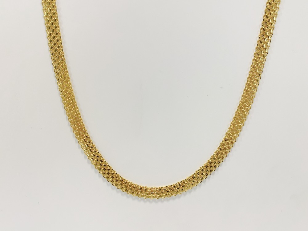 Solid 18K Yellow Gold Vintage Multi Layer Wide Necklace Chain 8mm 24in men/women
