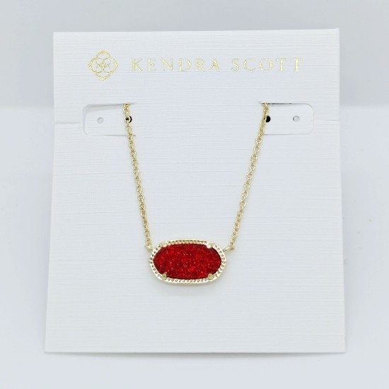 New Kendra Scott Elisa Gold Pendant Necklace in Red Drusy