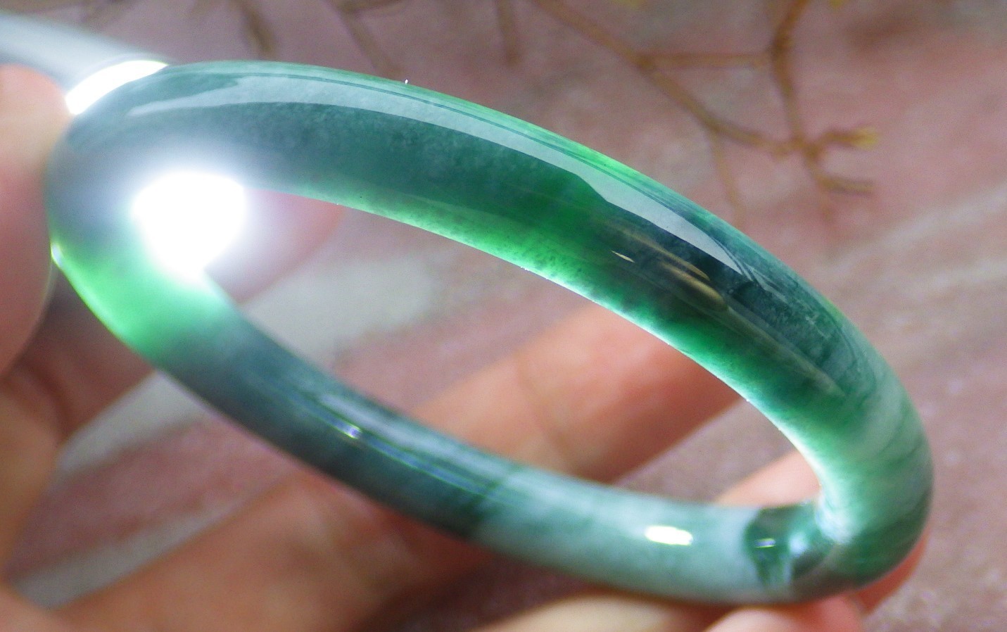 Video Certified Green Natural JADE JADEITE Circle Bangle Bracelet 53mm 420320 VS