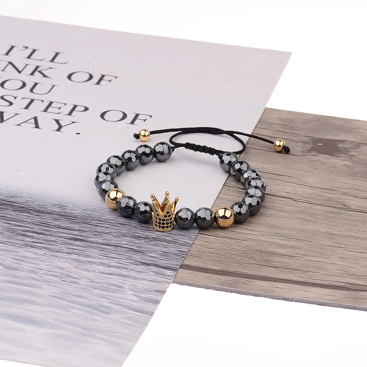 CZ King Crown Natural Stone Women Men’s Adjustable Bracelets Charm Jewelry Gift