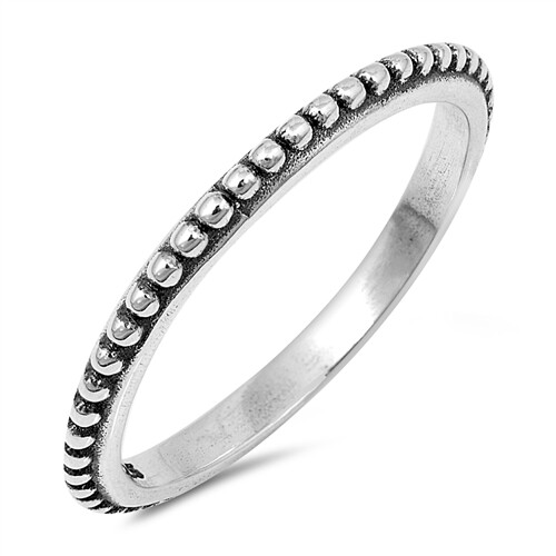 Thin Beaded Bali Stackable Ring .925 Sterling Silver Vintage Band Sizes 3-13 NEW