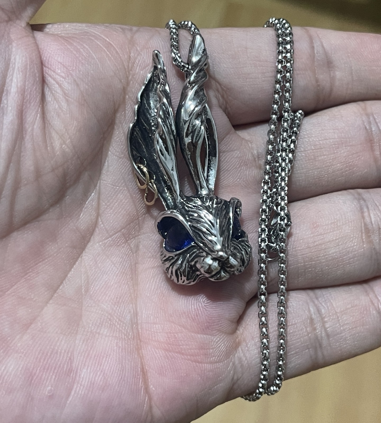 Gothic Punk Rock Wicca Witch Vintage Rabbit Necklace – Blue Eyes Gift