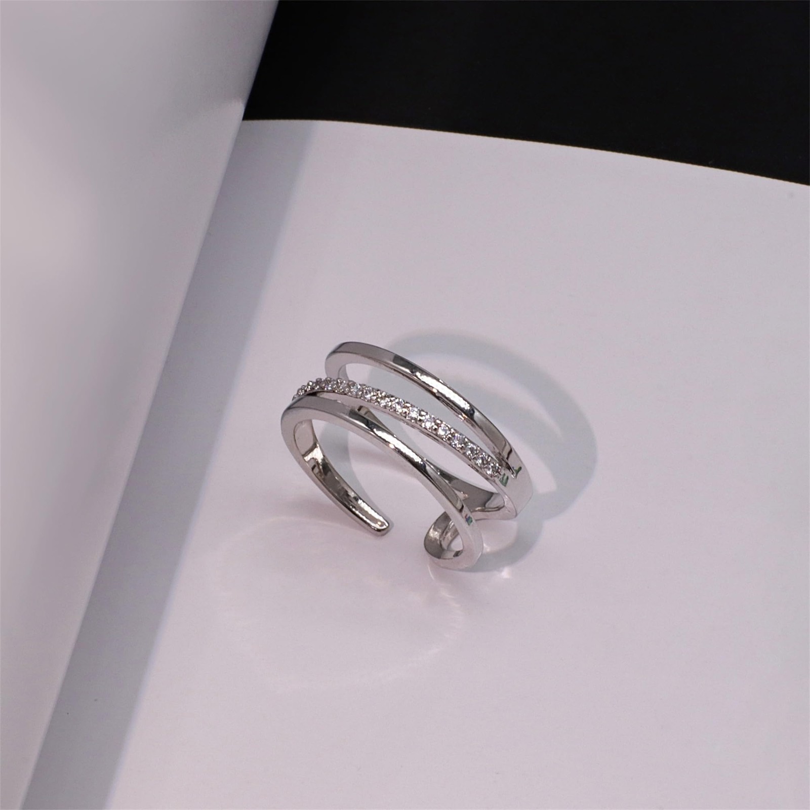 18K Gold Plated Zircon Band Ring – Stackable Gift for Women, Trendy Daily Wear