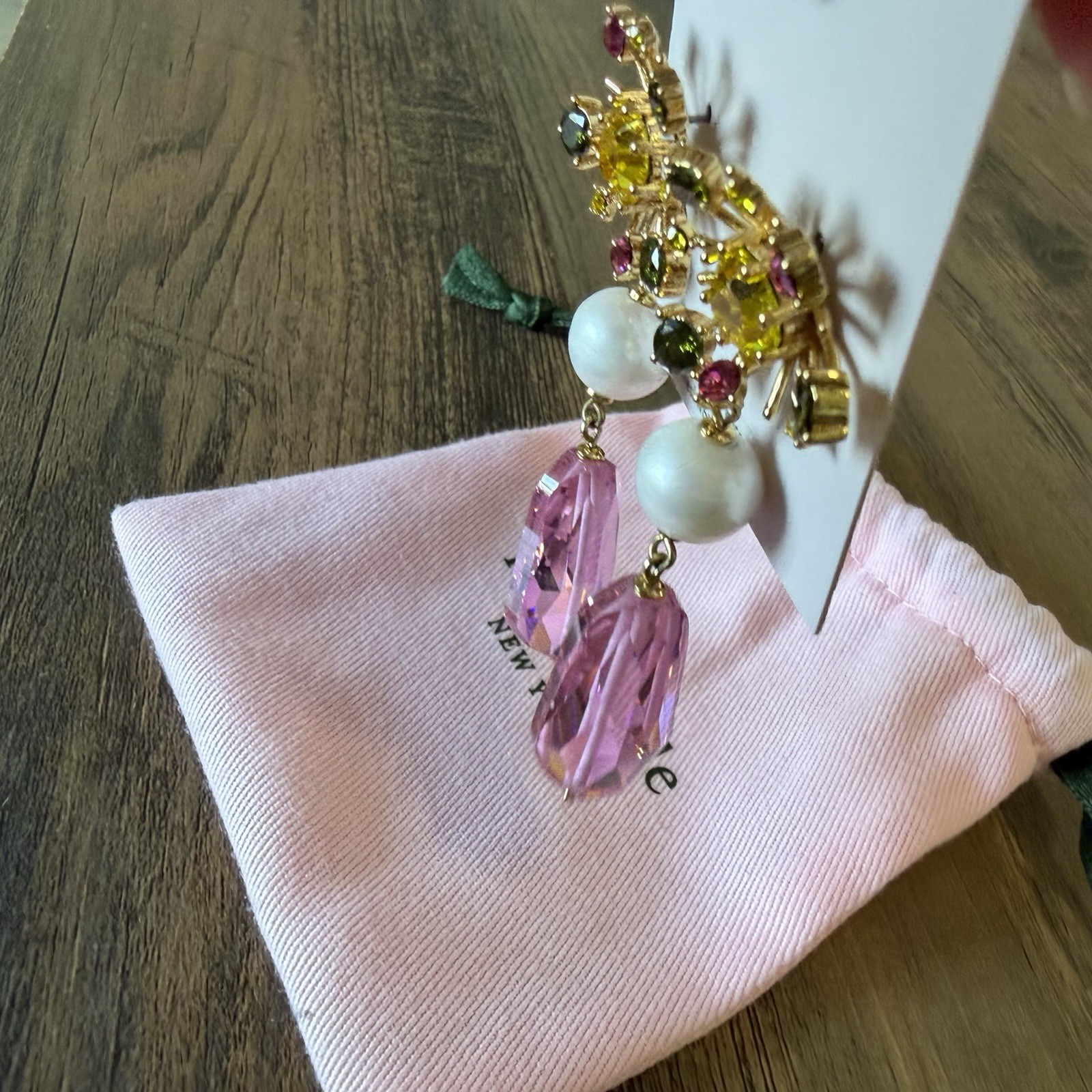 Kate Spade Rooftop Garden Earrings Freshwater Pearls Dust Bag $128 Dangly Cute