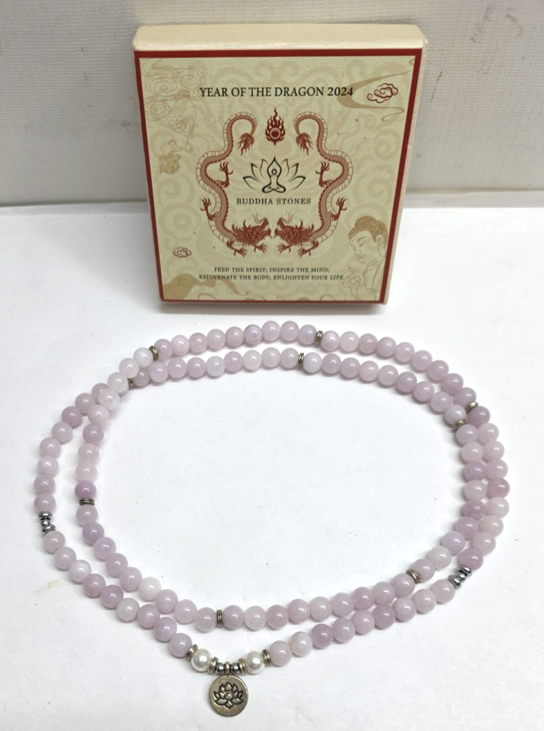 Buddha Stones 108 Mala Beads Rose Stone Gold Plated Bracelet
