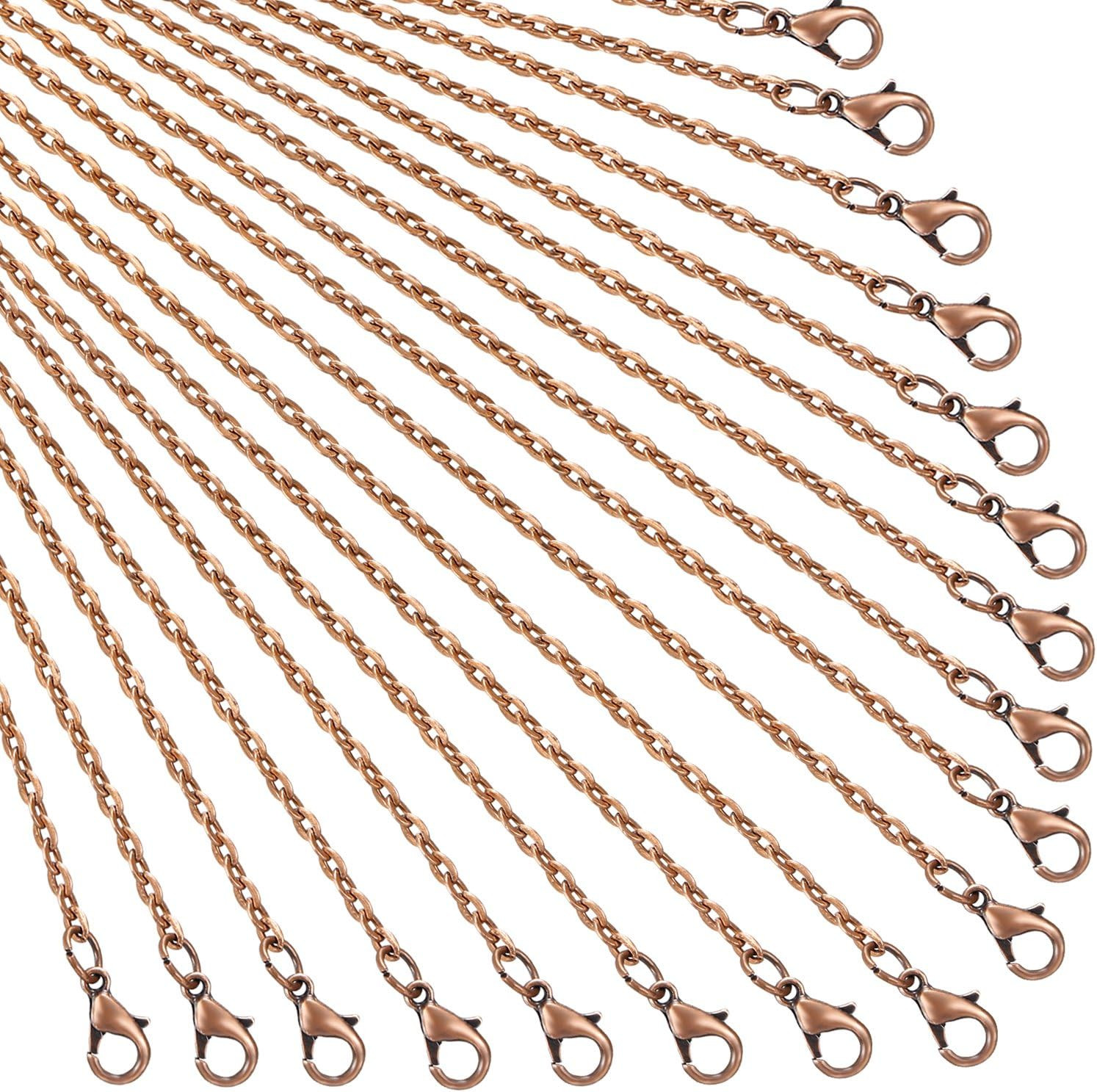 24 Pack Antique Red Copper Cable Chain Necklace Twisted Link Chain for Jewelry M