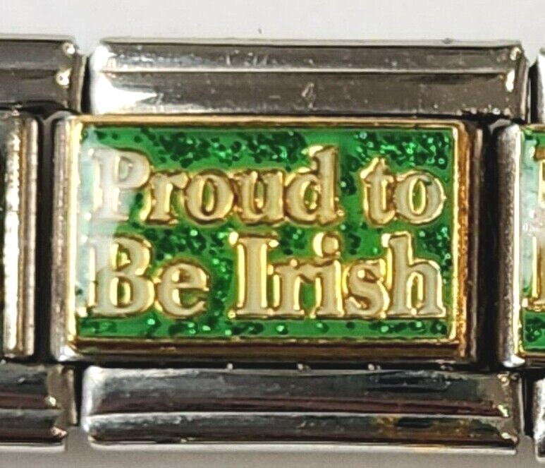 Proud to be Irish Erin Go Braugh St Patrick’s 9mm Italian Charms Casa D’Oro