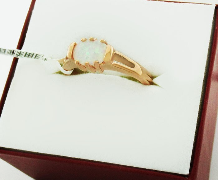 GENUINE 0.80 Cts OPAL RING 14K ROSE GOLD PLATED – New with Tag – MADE IN USA