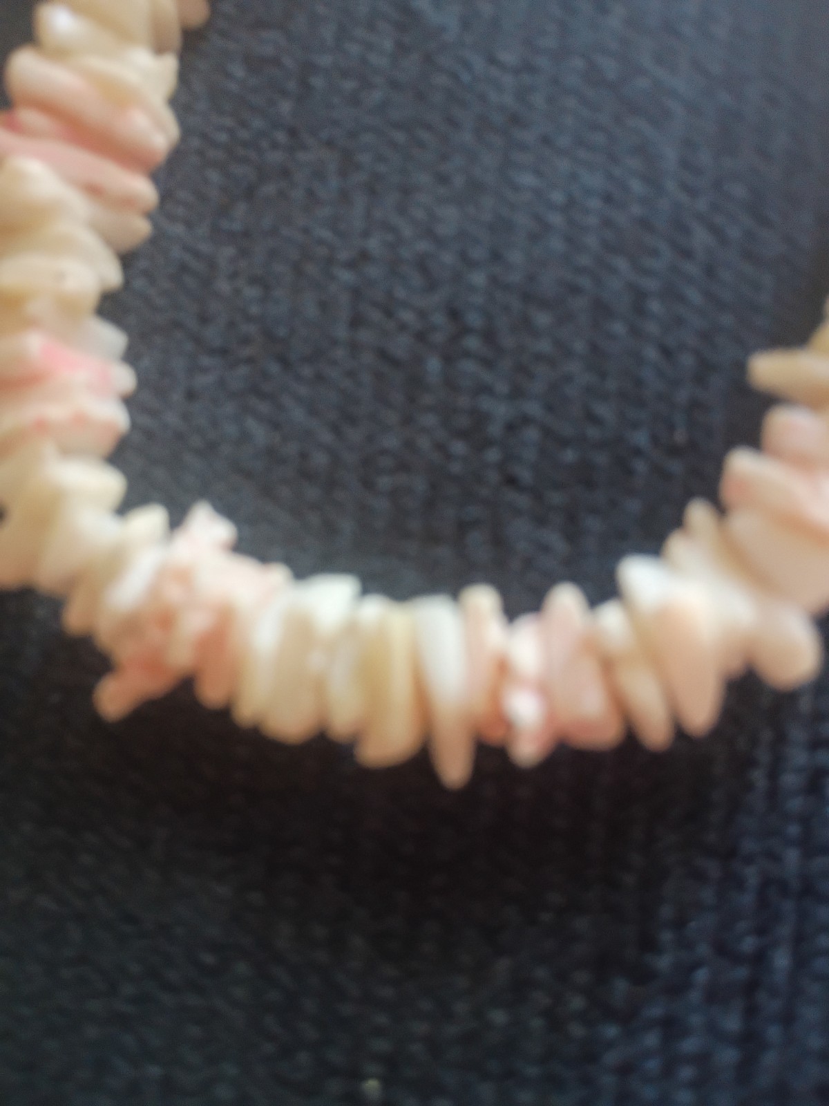 Pink & White Natural Shell Chip Beaded Necklace Strand, Barrel Clasp