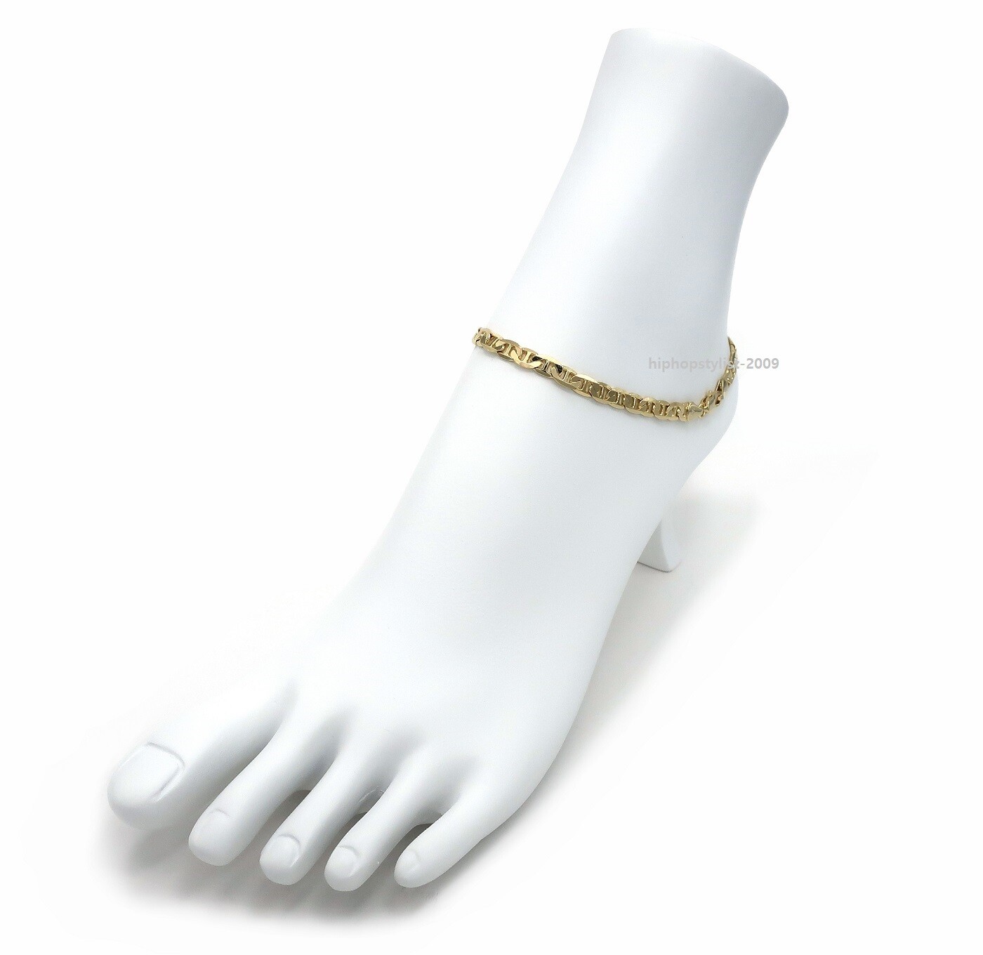 5mm Mariner Link Chain Quality 10″ Anklet Ankle Bracelet 14k Italy Gold Plated