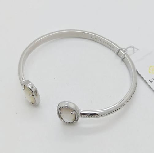 New Kendra Scott Elton Silver Cuff Bracelet in Ivory Mother-of-Pearl