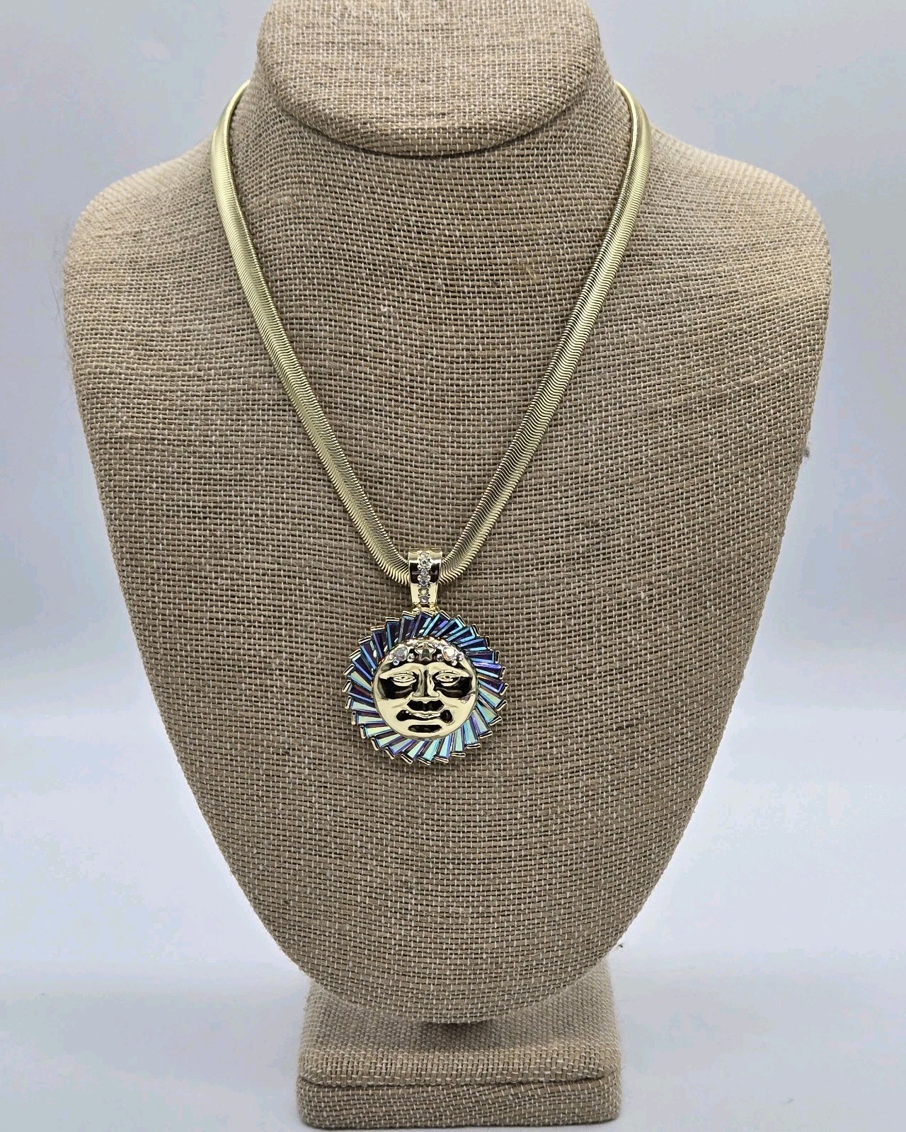 Kirks Folly Luna Light & Love Metallic Moon Foldover Pendant and Necklace 2pc GT