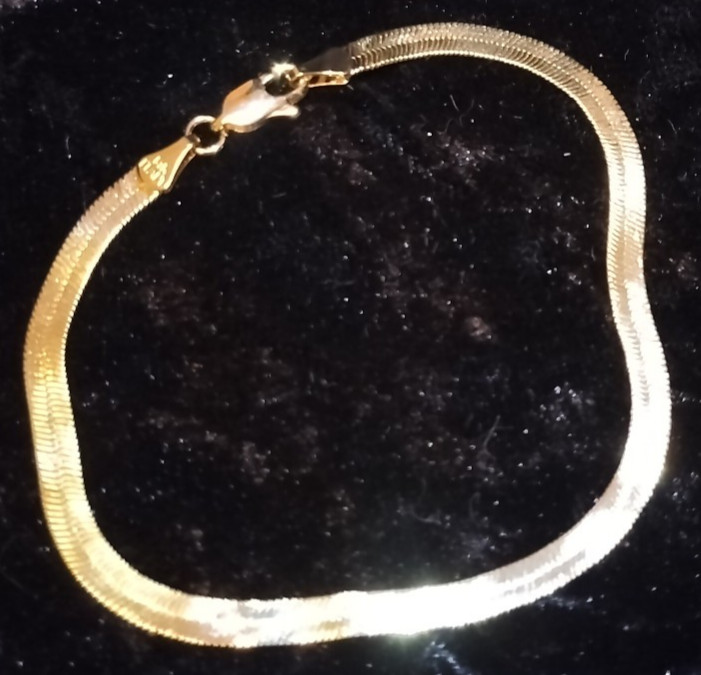 8″ Herringbone Bracelet Gold Plated “18K ITALY” Stamped Fashion Jewelry