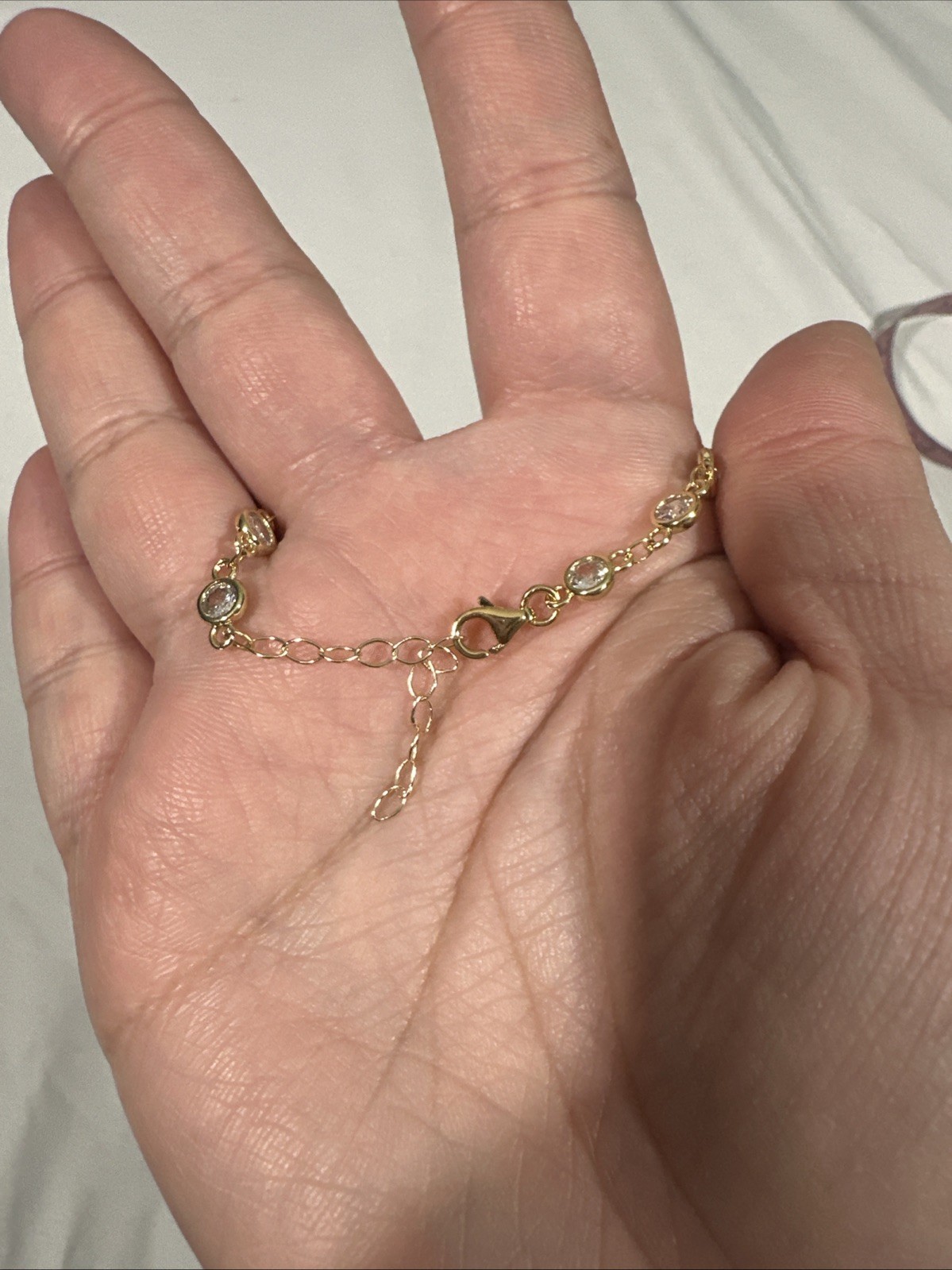 NEW Freida Rothman Brass Bezel Cubic Zirconia Bracelet in Gold Finish