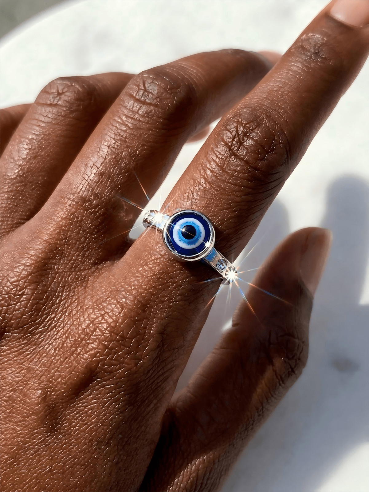 1pc Minimalist Evil Eye Ring For Men & Women, Gold Silver Tone, Sizes 5-10