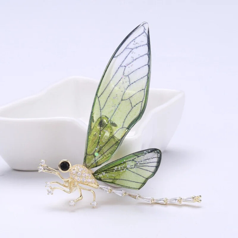 Vintage Elegant Thin Winged Dragonfly Brooch Fashionable Animal Pins Jewelry