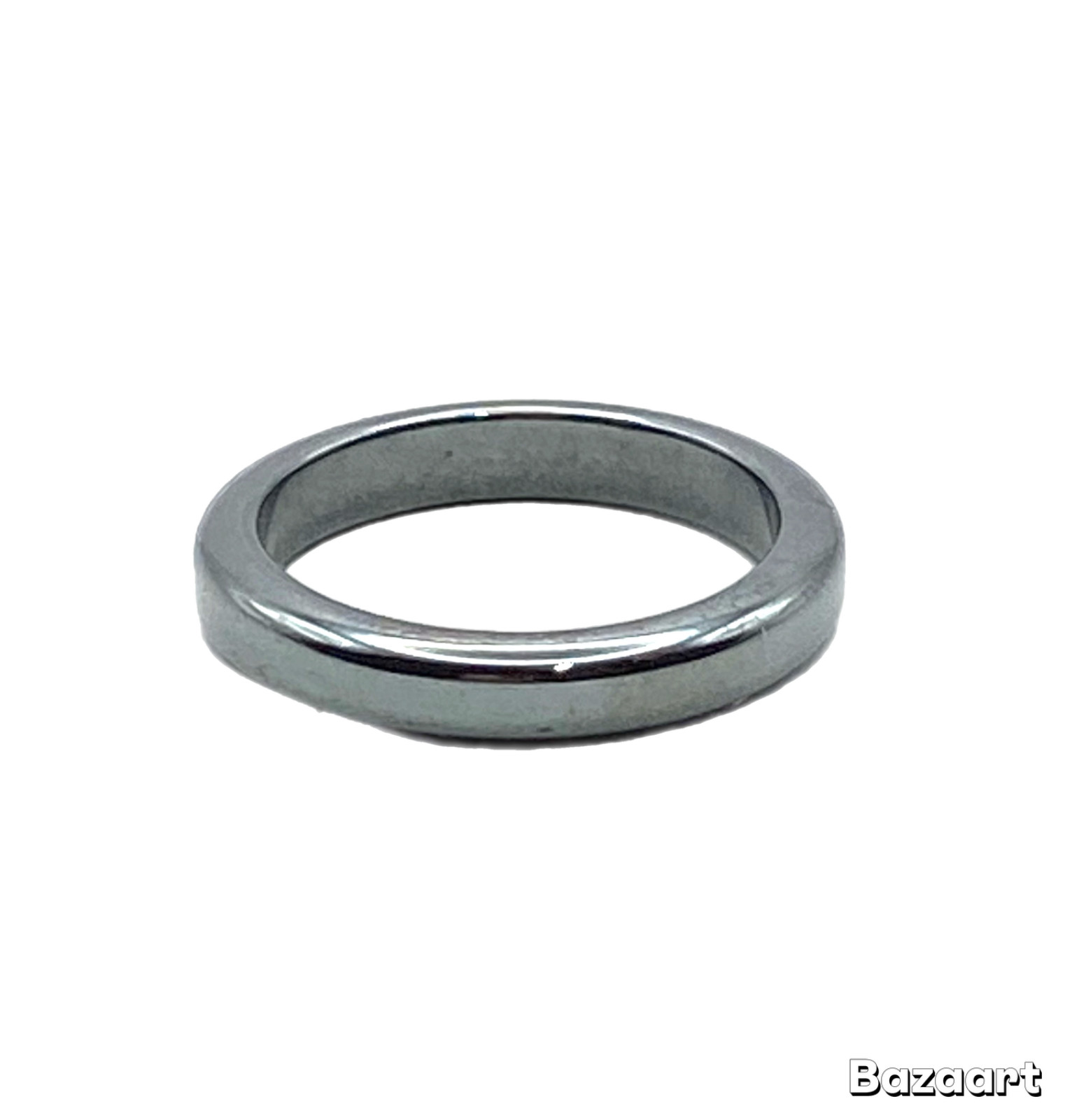 Hematite Unisex Ring Grounding Stone Protection & Stability Thick Band Sz 7.75