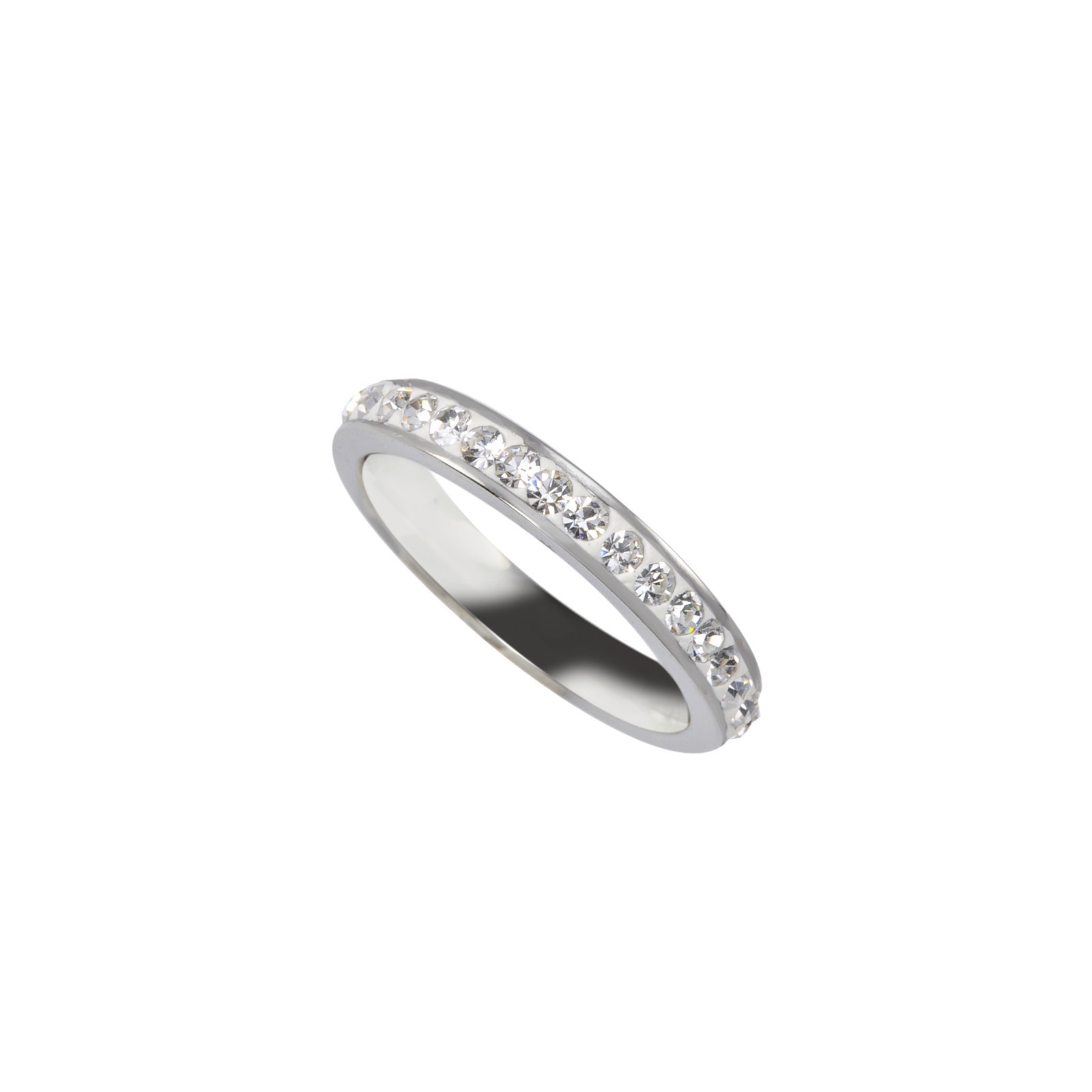 Stainless Steel White CZ Ring Stackable Band 4mm Cubic Zirconia