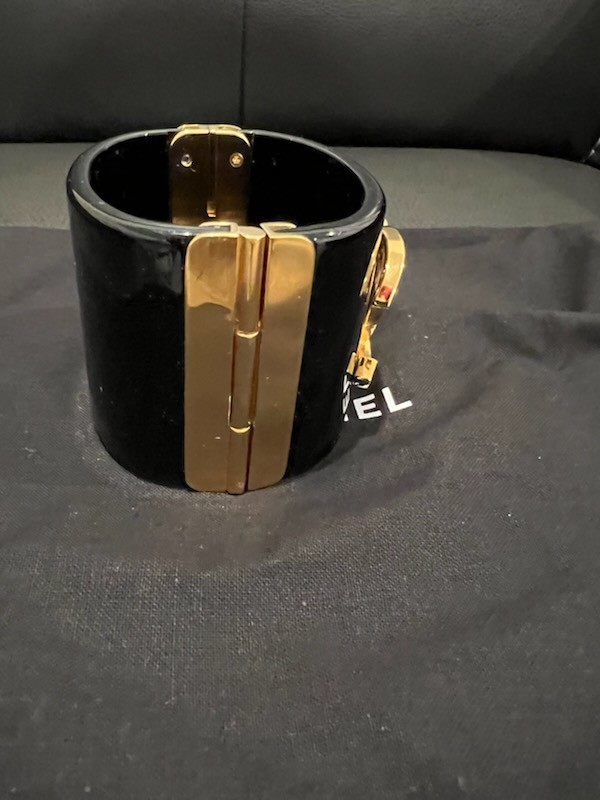 CHANEL Black Cuff Bracelet Gold Plated CHANEL PARIS 6.5″ – 7″ONLY SERIOUS BUYER