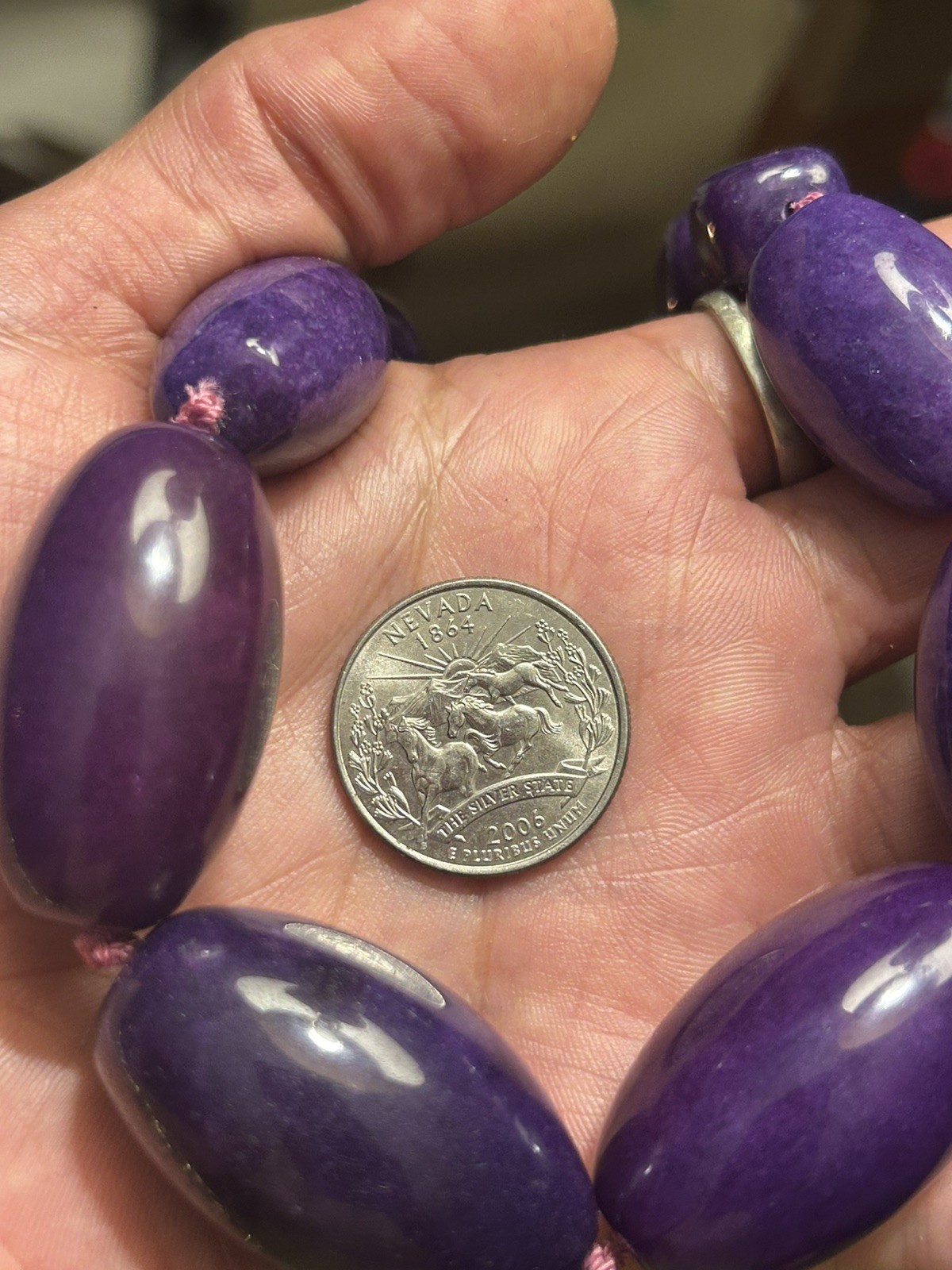 257 grams Sugilite Rare Vintage Necklace Handmade Handcut Beads Silver Clasp