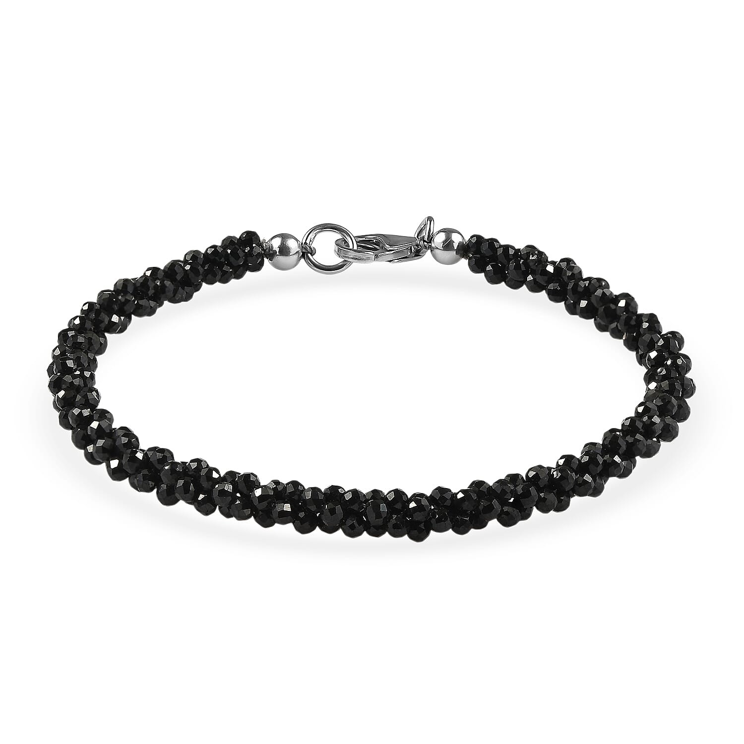 Black Spinel 27.00 ctw Twisted Bracelet in Rhodium Sterling Silver 7.25 In