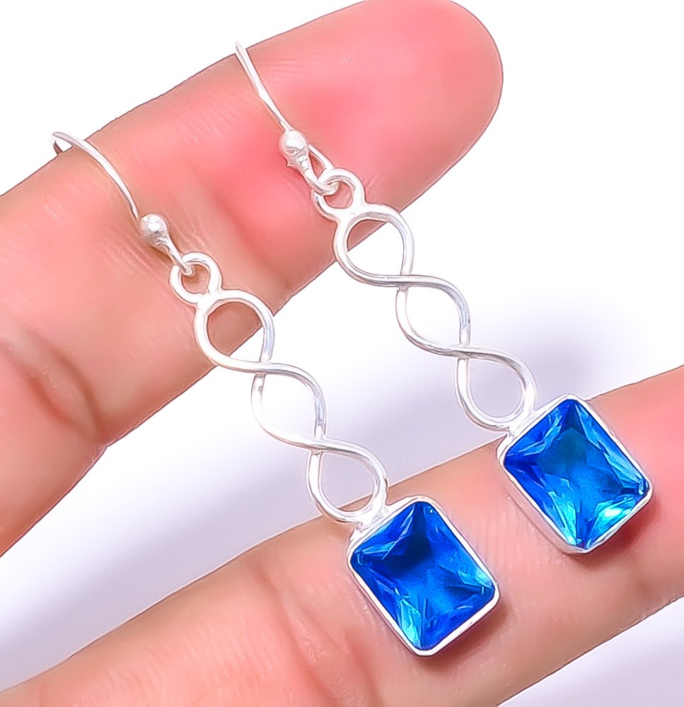 Tanzanite Gemstone 925 Silver Plated Spiral Earring 1.79″ T76