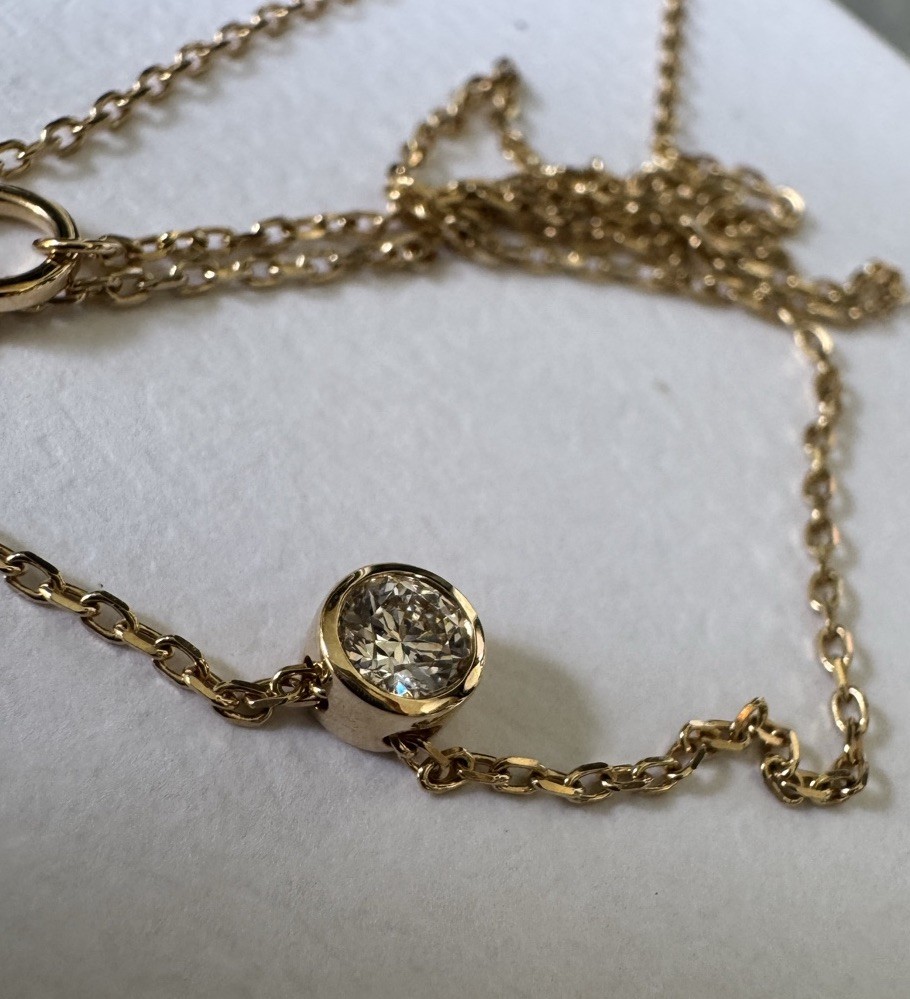 Pandora Era Bezel 14k Gold Lab-grown Diamond Pendant Necklace 0.15ct TW