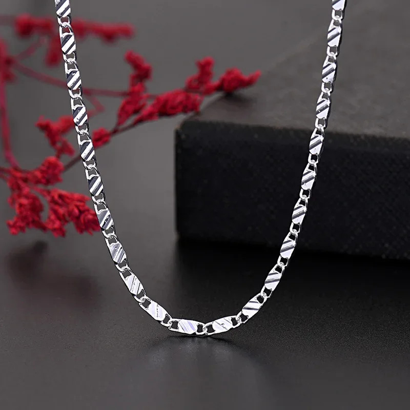 40-75CM 925 Sterling Silver 2mm Charm Chain Necklace Women Man Fashion Jewelry
