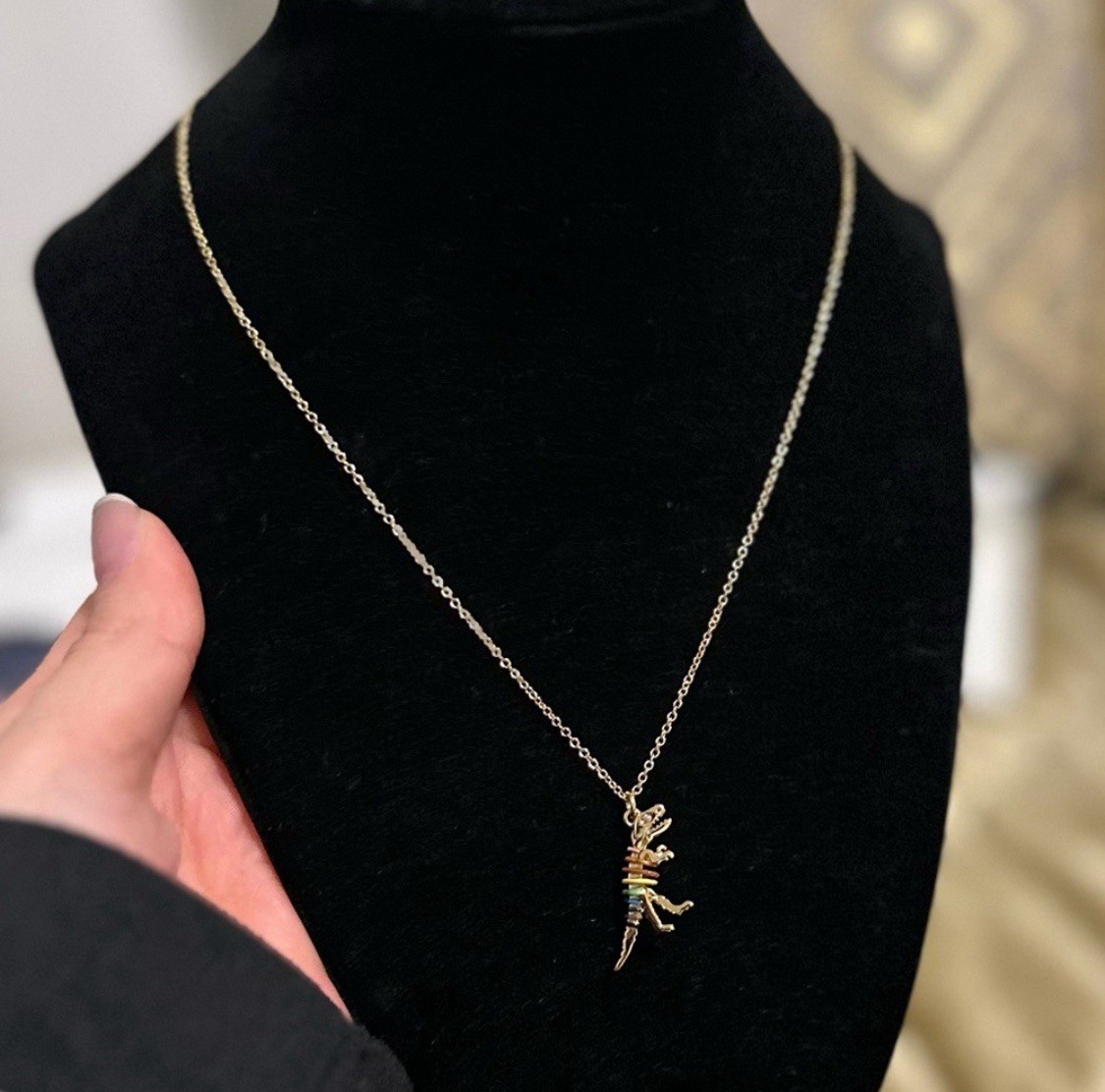 NWT! COACH Gold/Rainbow T-Rex Charm Necklace