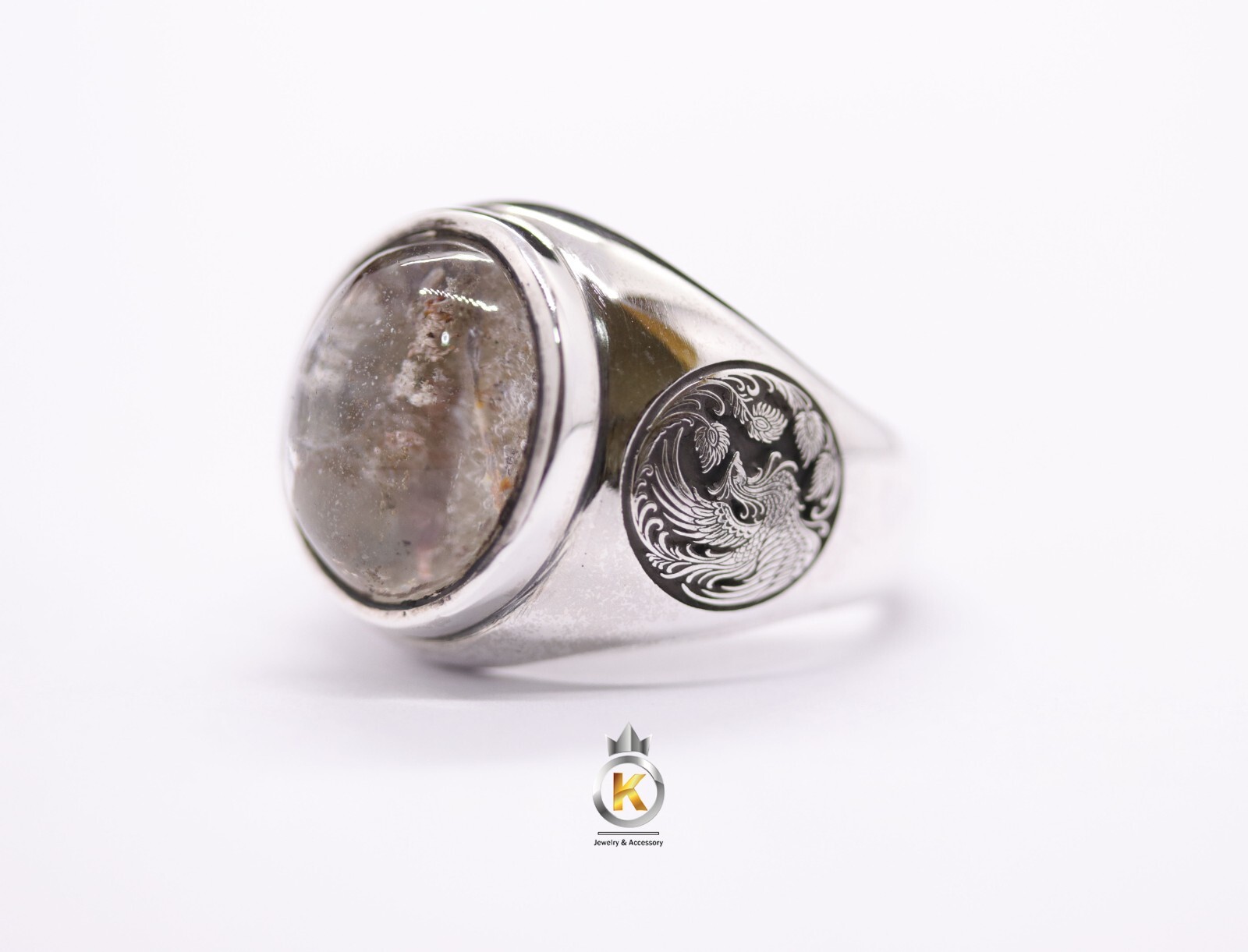 Quartz Statment Men Ring Rutileted Quartz Ring Silver Ring Rutileted Quartz ring