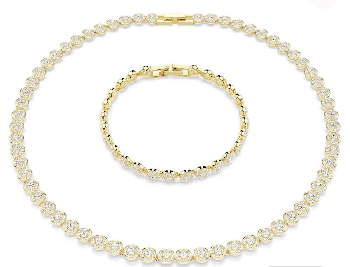 Una Angelic set Round cut, White, 18K gold finish PACKAGE MAY VARY