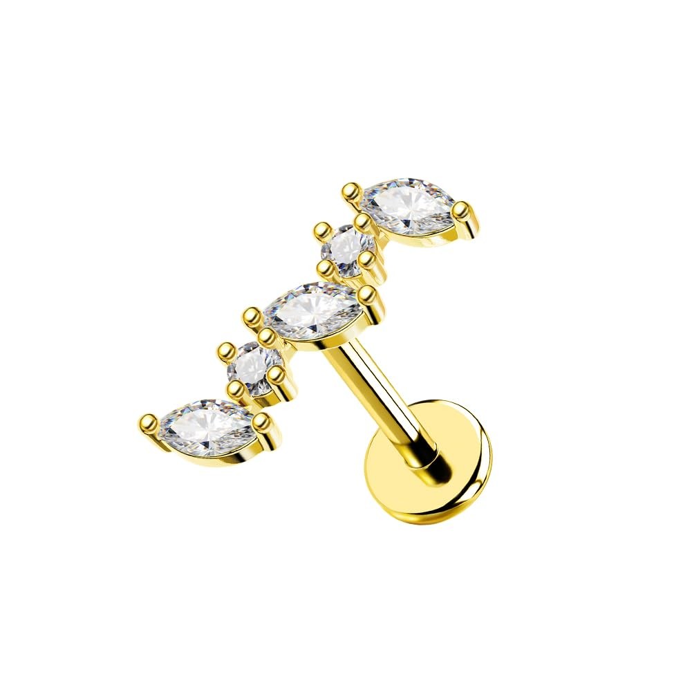 OUFER 18G Titanium Helix Piercing Jewelry-Flat Back Gold 6MM,