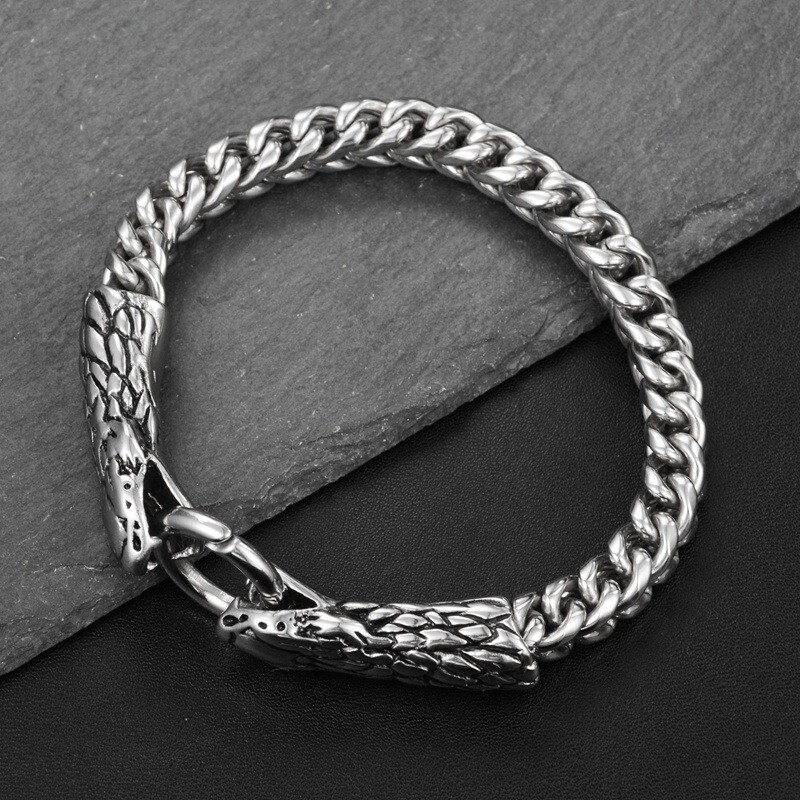 Hiphop Rock Nightclub Fashion Accessories Stainless Steel Snake Head Bracelet