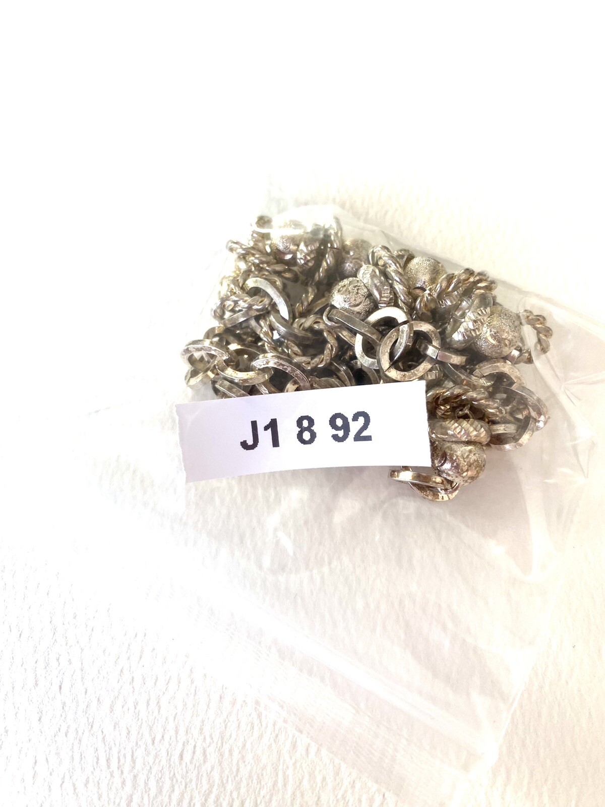 Estate Find Silver Tone Thick Chain Charm Statement Necklace 16”