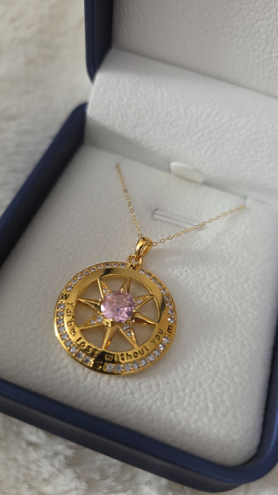 Beautiful 925 Sterling Silver Gold Compass Necklace – “I’d Be Lost Without You”