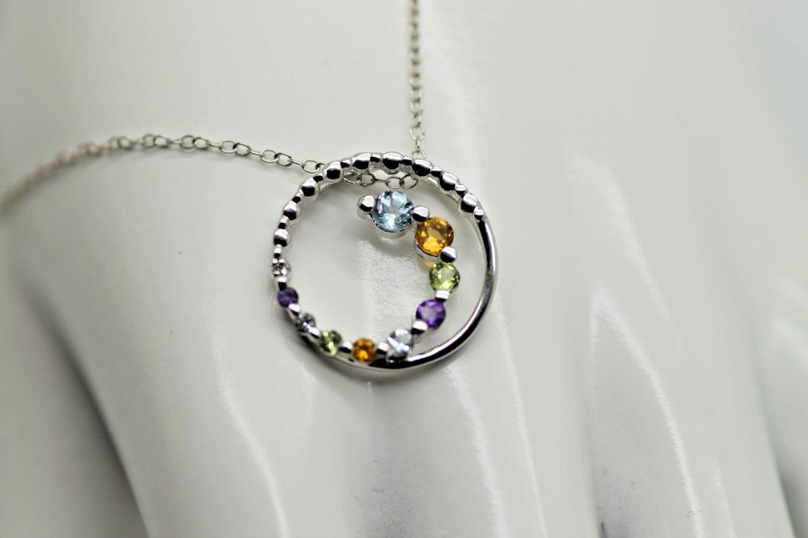 Sterling Silver Mutli-gemstone Journey Pendant Amethyst Citrine Topaz