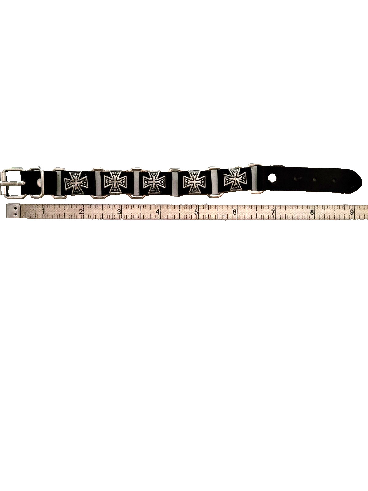 Iron Cross Brown Leather Strap Bracelet Biker Punk Rock Gothic Heavy metal