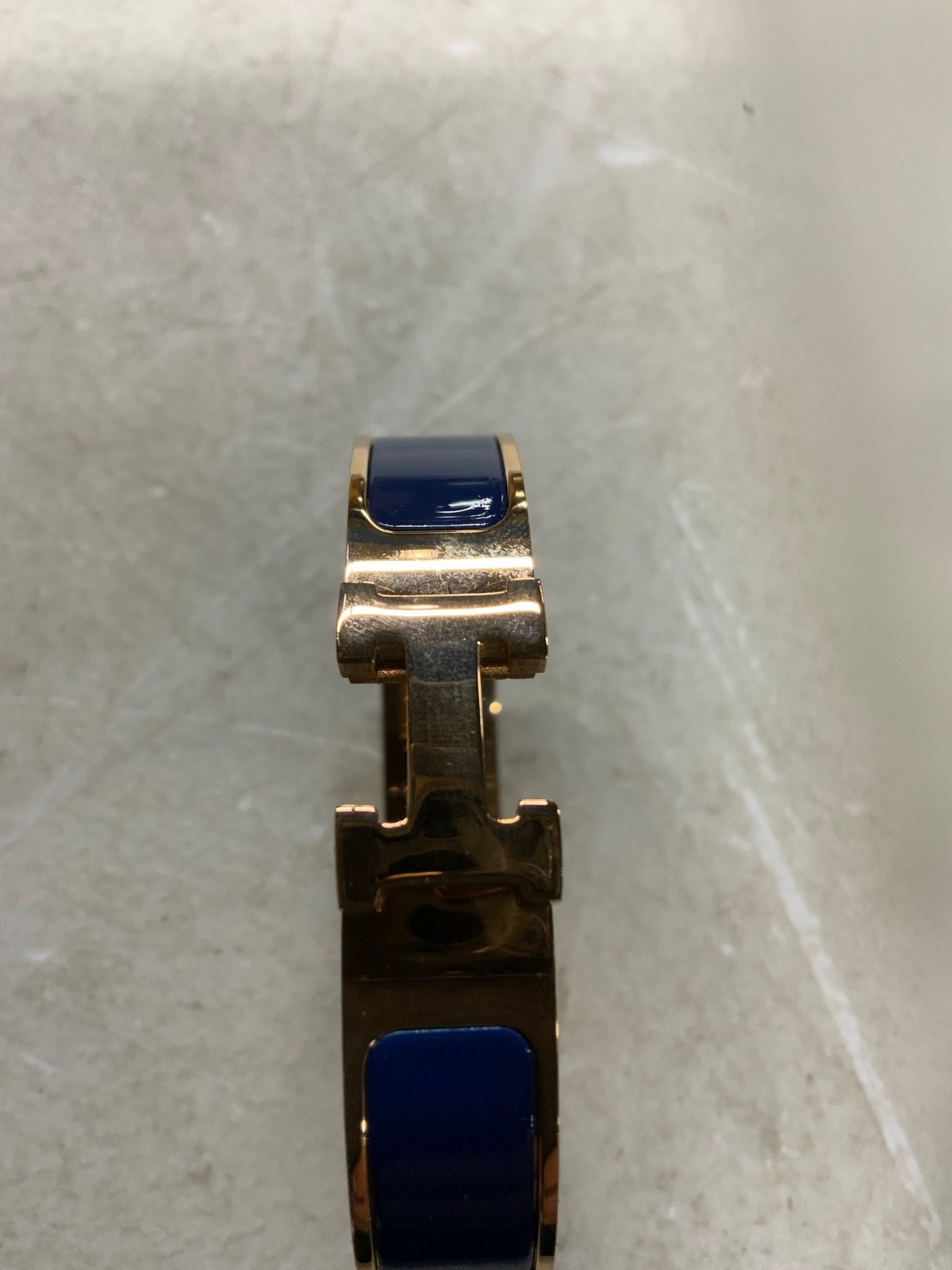 Hermes Clic H Bangle Bracelet Gold And Blue Color Jewelry Accessory
