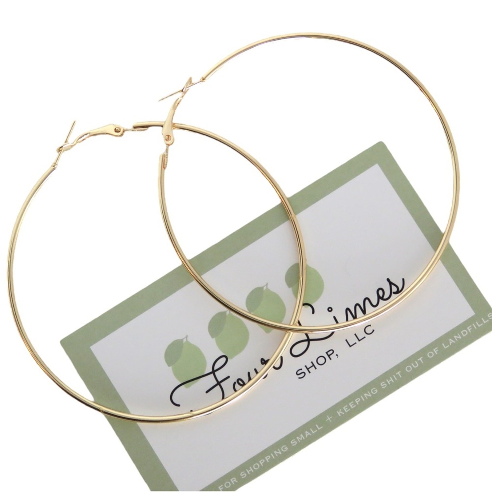 Revolve 8 Other Reasons Koko Hoop Gold Hoop Earrings 2.8″ Simple Gold Tone Hoops