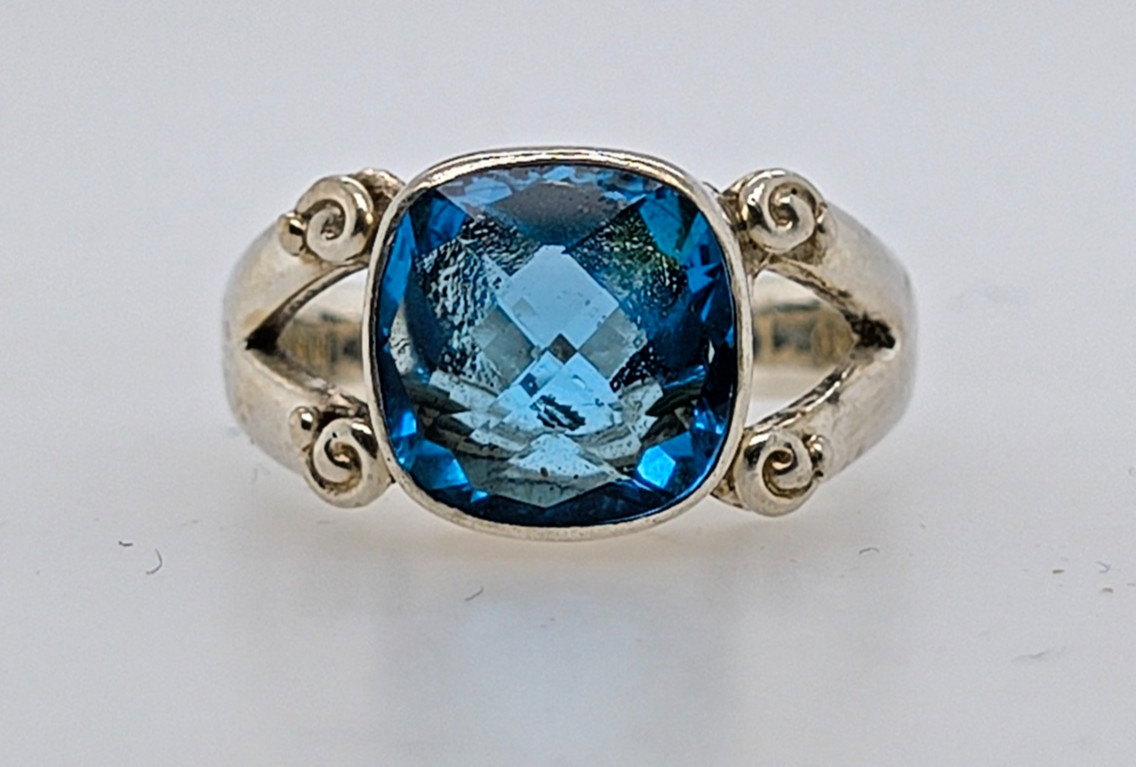 Sterling Silver Sajen Blue Topaz Ring for Women Size 9