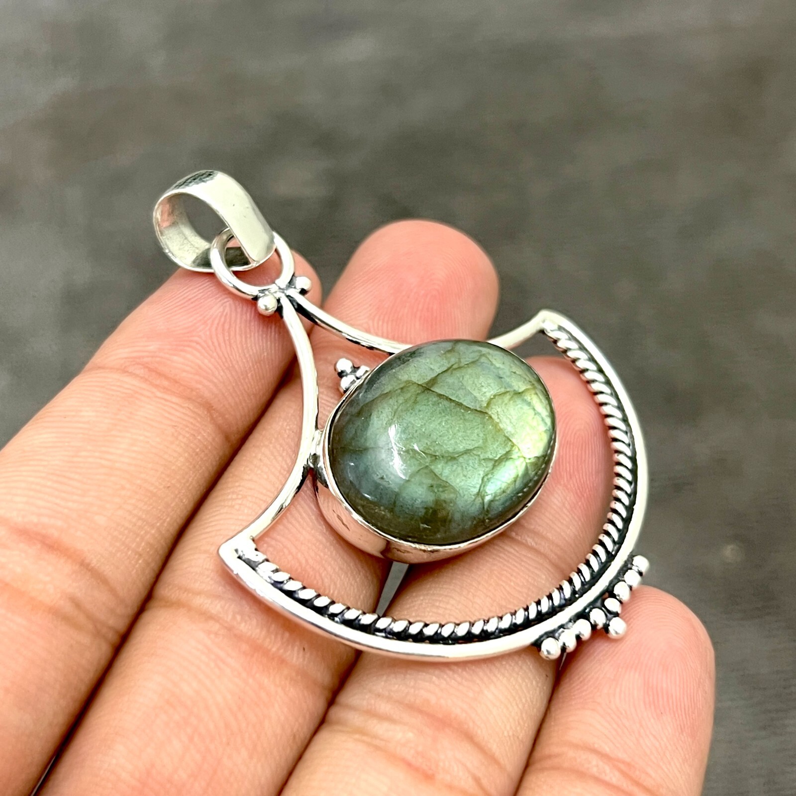 Labradorite Gemstone 925 Sterling Silver Handmade Jewelry Pendant 2.10″