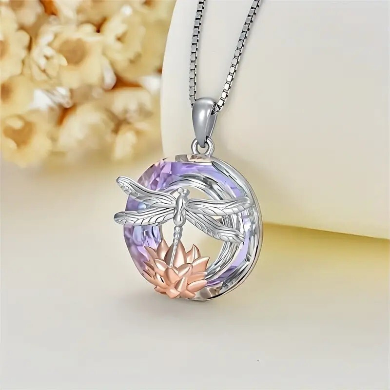 Rainbow Mystical Fire Topaz 925 Sterling Silver Charm Dragonfly Pendant Necklace
