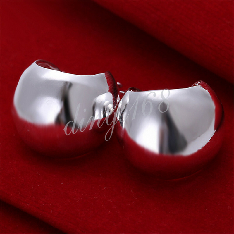 925 Sterling Silver Tarnish-Resist Classic 0.8″ Wide& Small Chunky Hoop Earrings