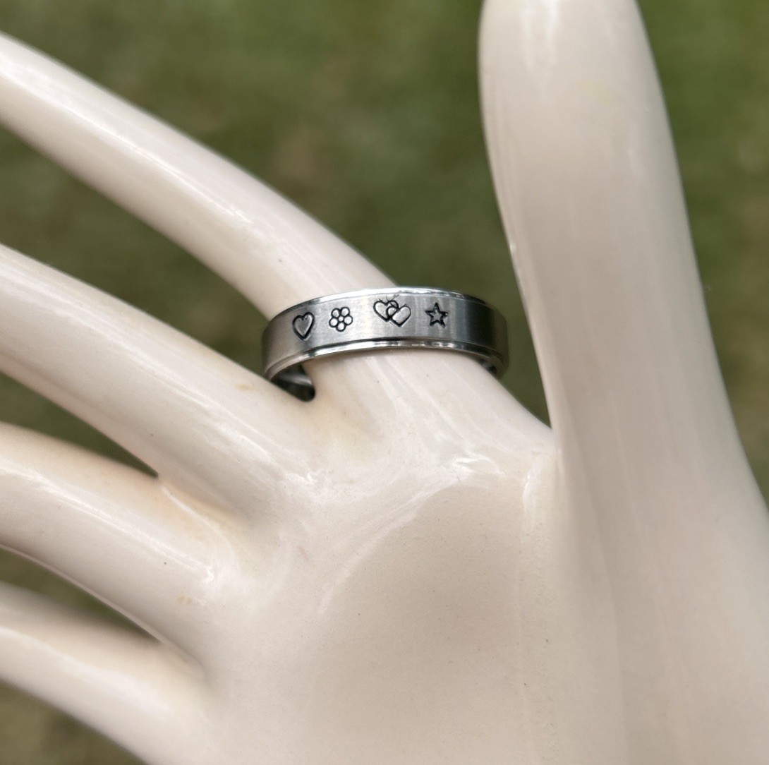 4mm Personalized Hand Stamped Stainless Steel Rings