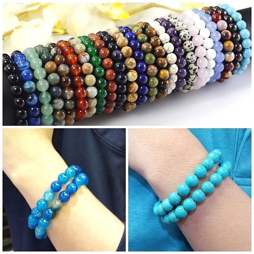 10mm Handmade Gemstone Round Beaded Stretch Bracelet Healing Balance Women