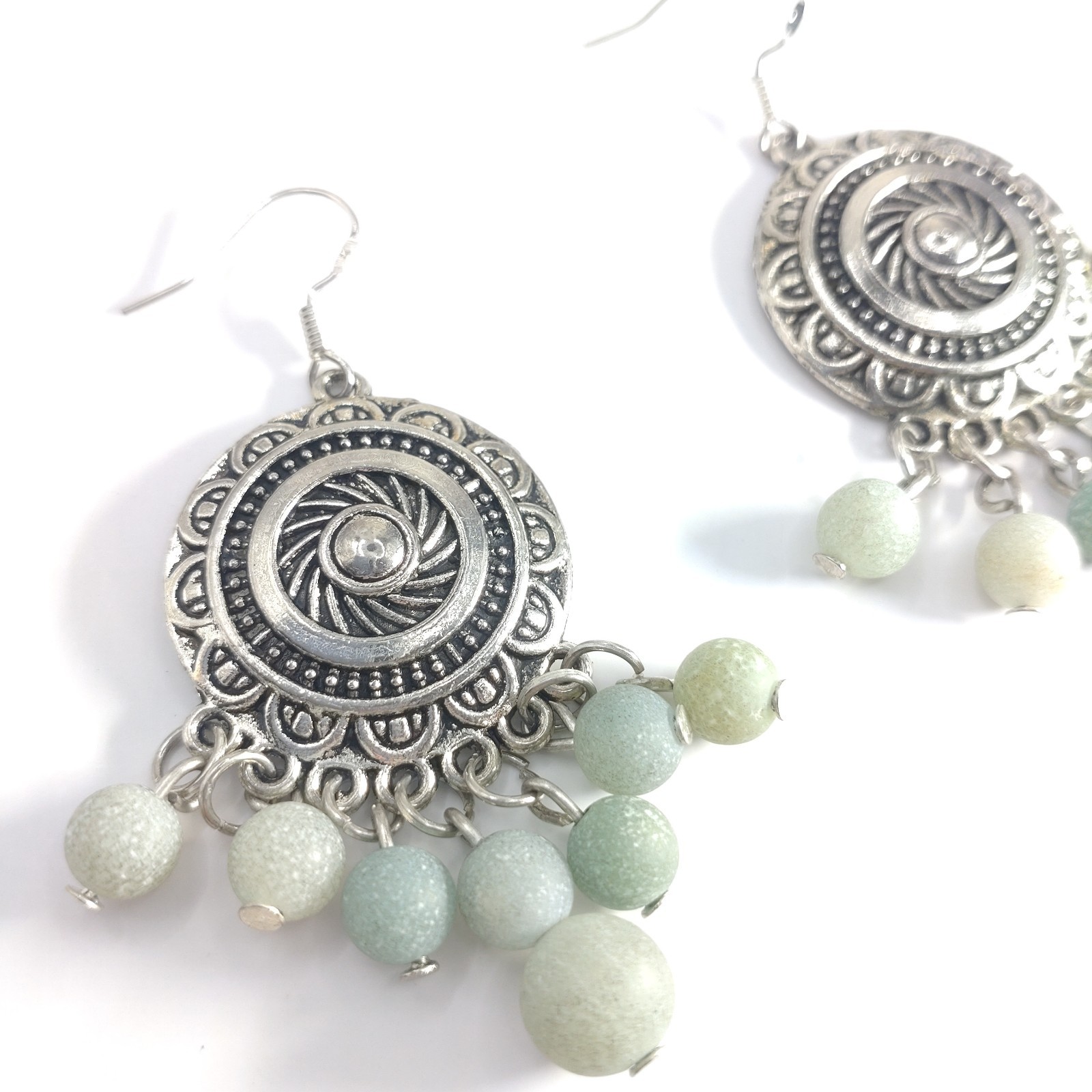 Gemstone Earrings Dangle Drop Beaded Crystal Boho Sterling Silver Hooks Handmade