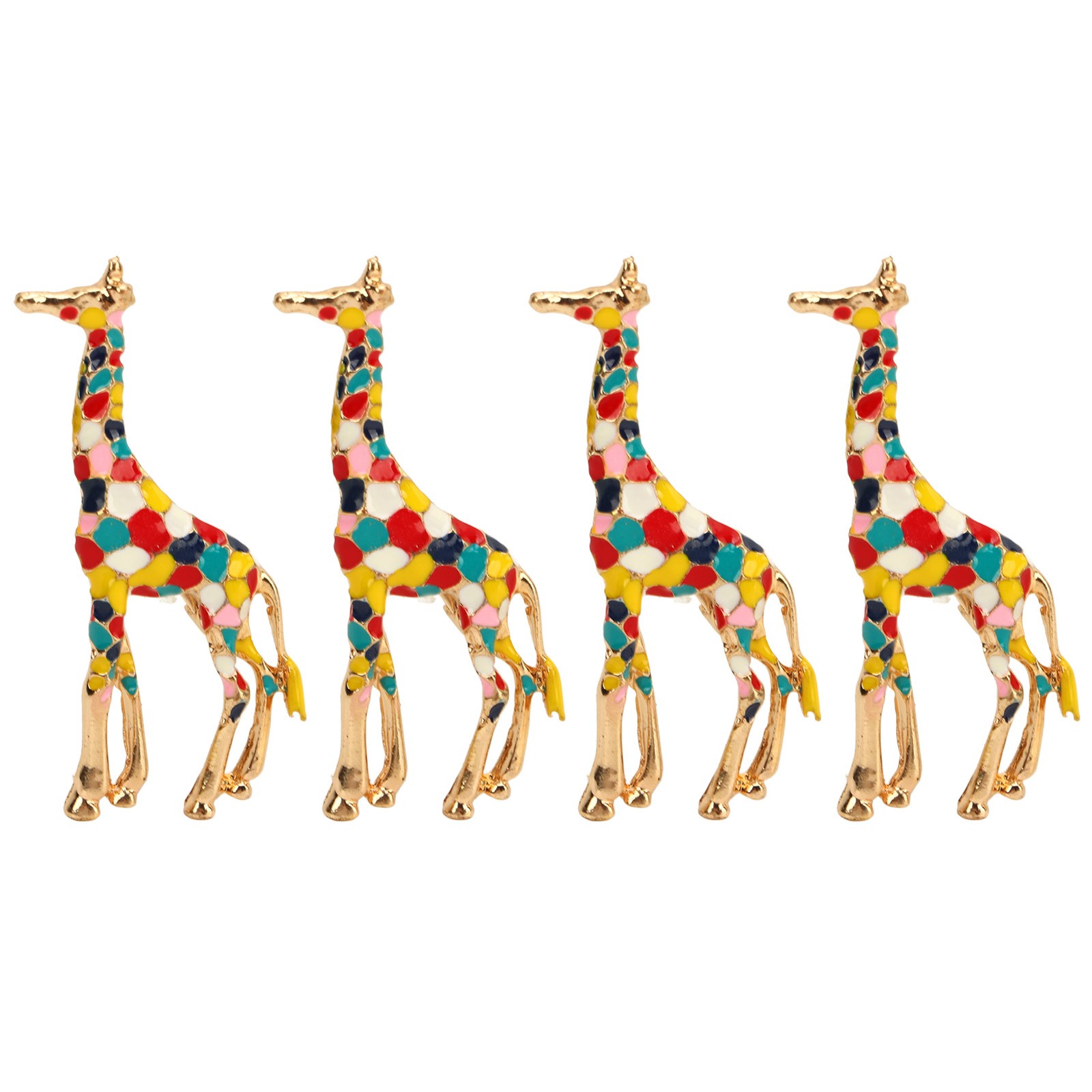 4Pcs Cartoon Giraffe Brooch Exquisite Colorful Elegant Aluminum Alloy Fashion
