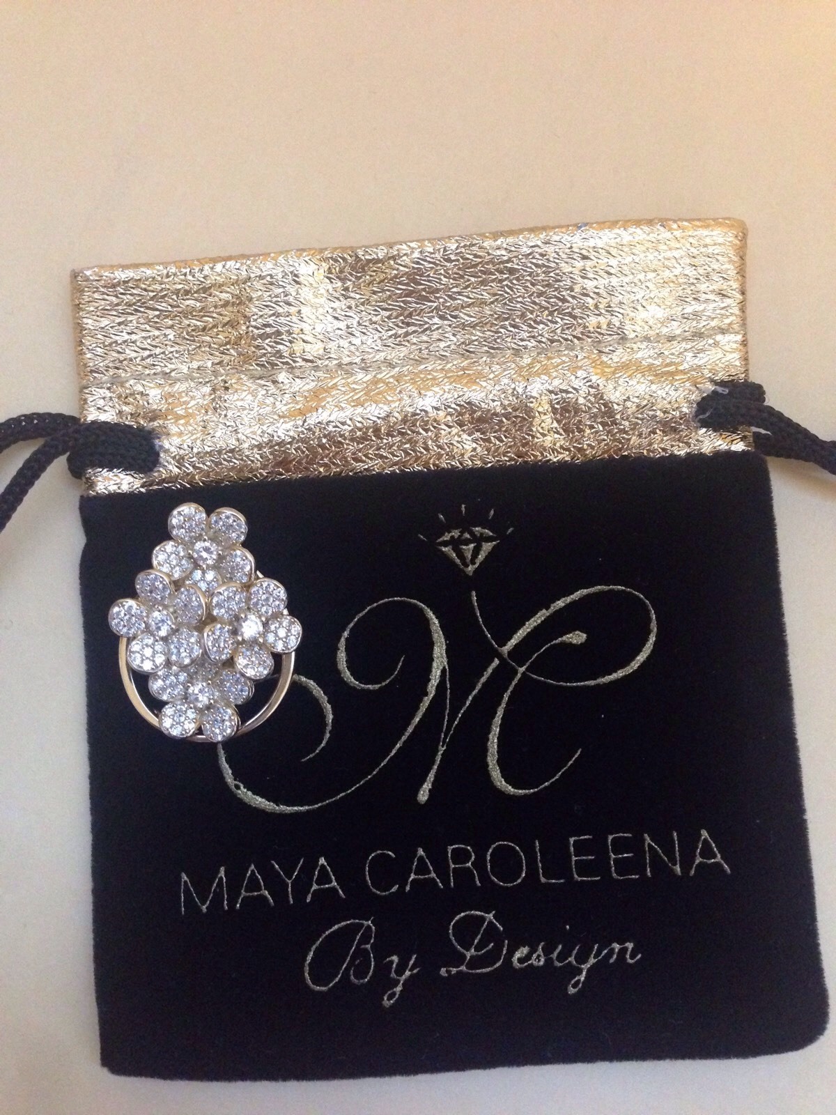 $595 Cubic Zerconia Yellow Flowers Pendant/Ring by Maya Caroleena