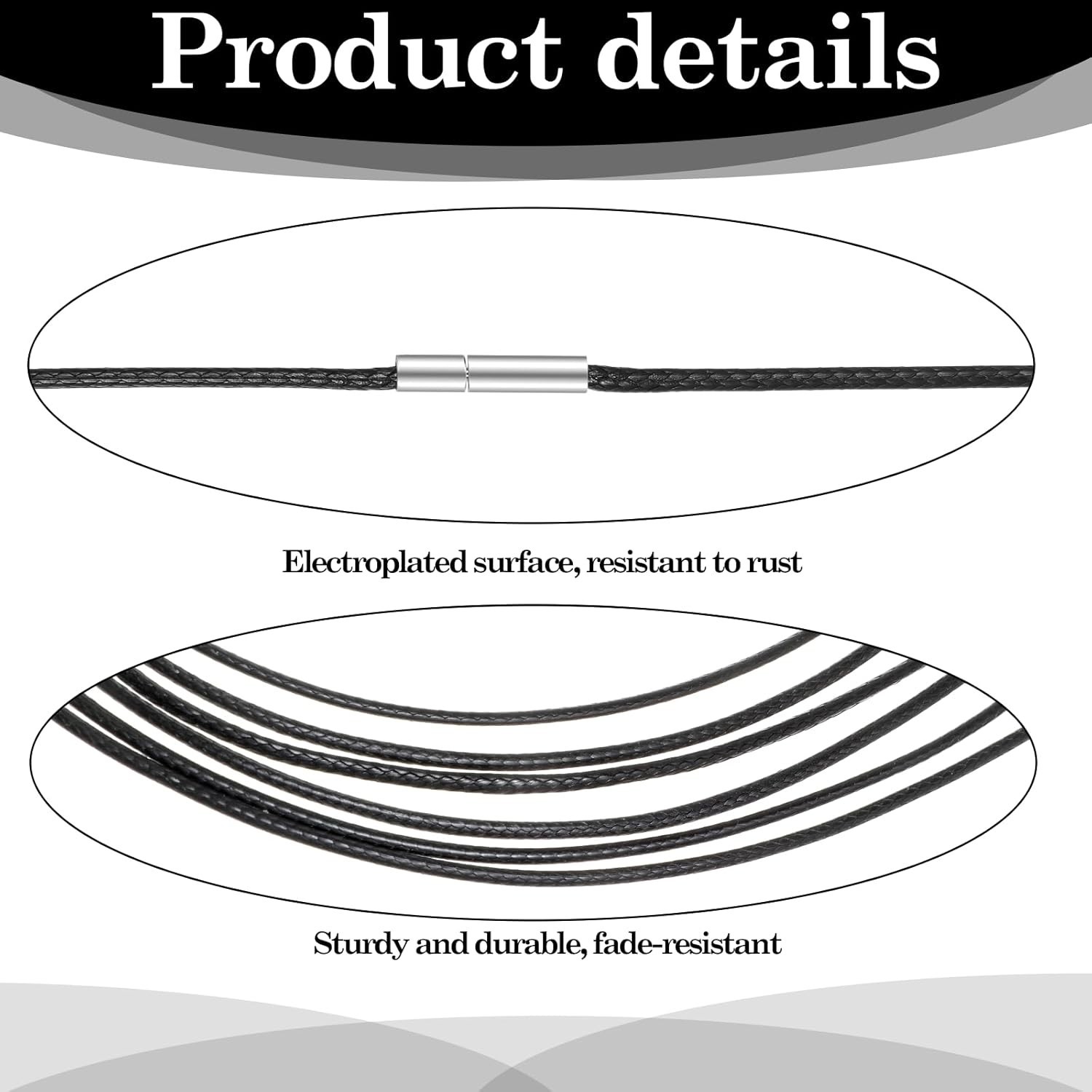 6Pcs Stylish Black Braided Necklace Set – Waterproof & Durable for All Occasions