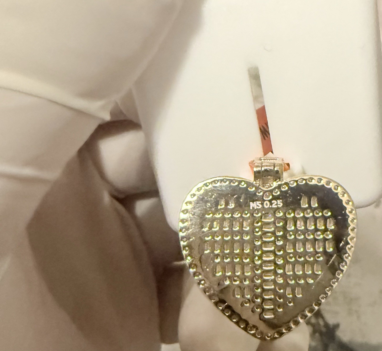 925 Sterling Silver over gold finish 3.00 CTW Heart Charm Pendant.